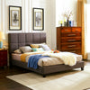Brown Upholstered Sleigh Queen Bed - MEGAFURNISHING