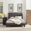 Gray Upholstered Sleigh Queen Bed - MEGAFURNISHING