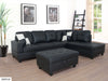 Sectional 3 PC set Black Faux Leather Right -Facing Chaise - MEGAFURNISHING